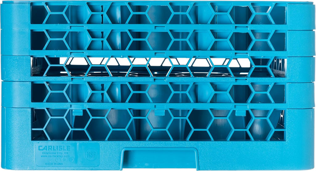 Blue Polypropylene 20-Compartment Glass Rack with 4 Extenders C767894