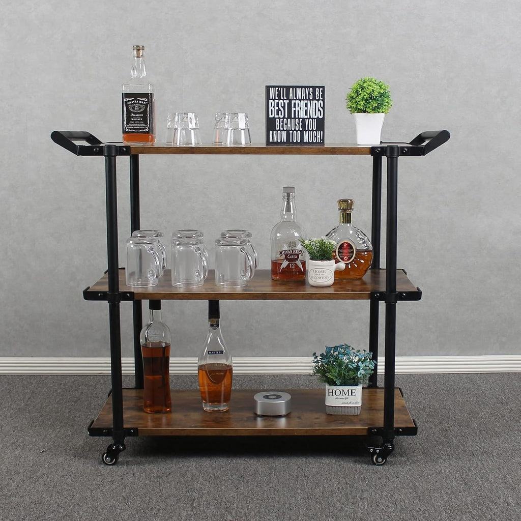 3-Layer Bar Serving Cart on Wheels M9157