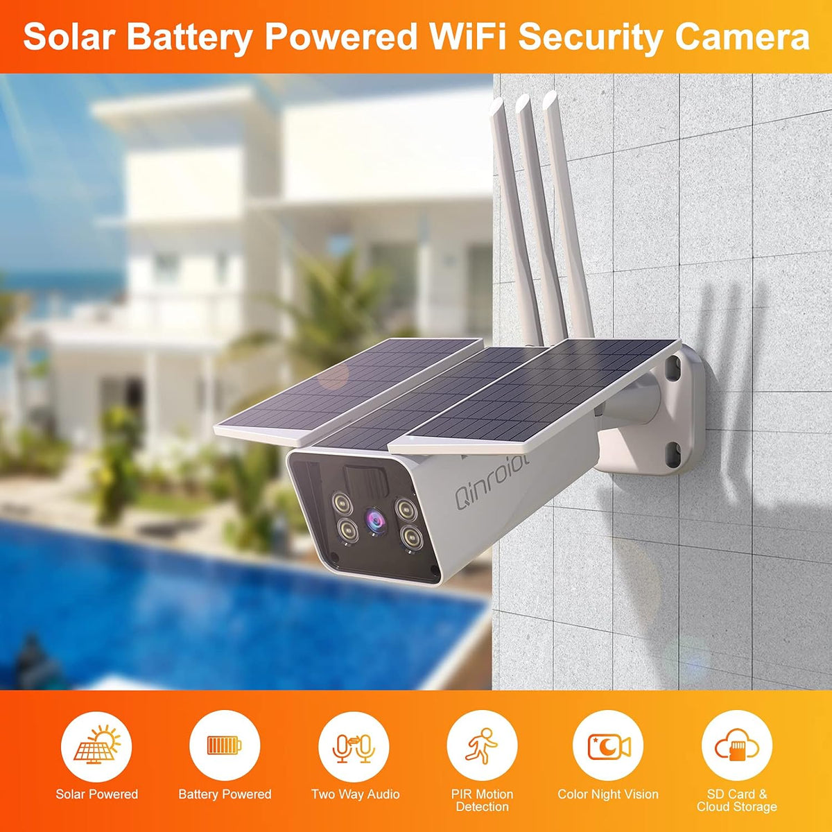 Security Cameras Wireless Outdoor 1080P WiFi with Spotlight Color Night Vision J424481