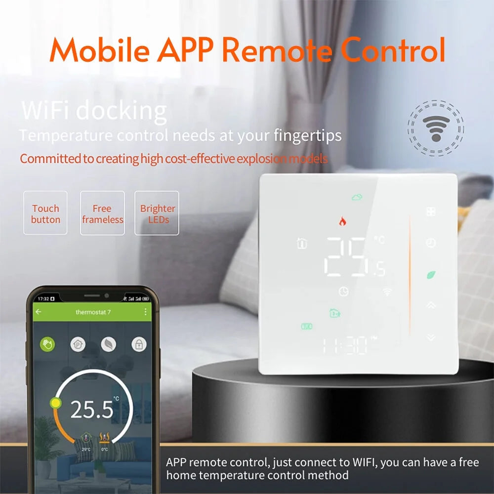 WiFi Smart Thermostat for Water/Gas Boiler 5A White H249184
