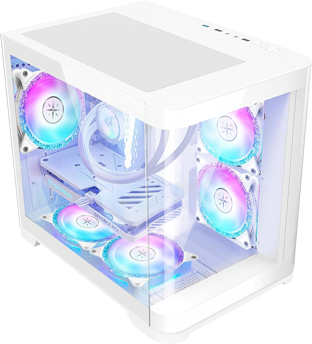 White Gaming PC Desktop - AMD Ryzen 7 5700X 8-Core 3.4GHz - GeForce RTX 4060 - 1TB M.2 + 1TB SATA SSD - 32GB DDR4 3200MHz - 240mm AIO CPU Liquid Cooler - Windows 11 Pro C899443