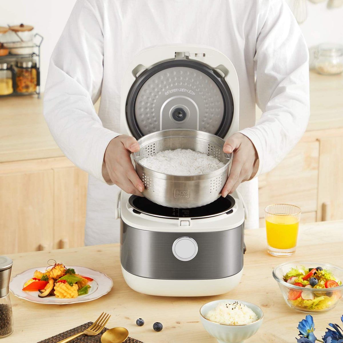 White 5.5 Cups Digital Multi-functional Rice Cooker U736171