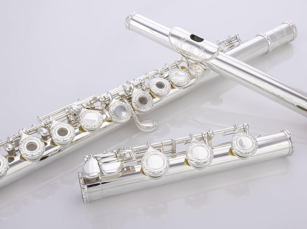 Hand Engraved Silver Plated 17 Hole C Flute with Case K6633