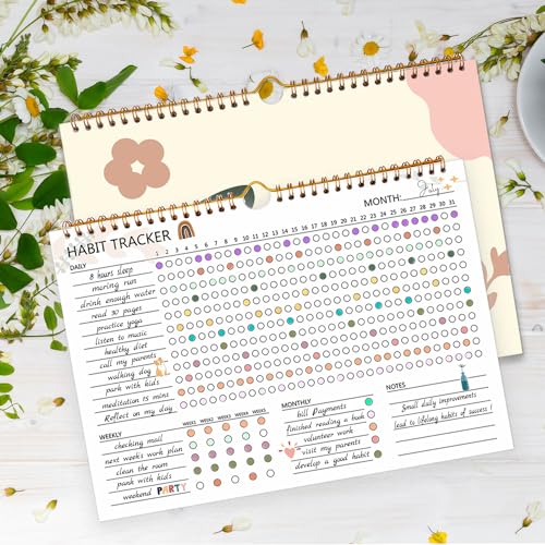 12 Months Undated Daily Goal and Habit Tracker Journal Planner with Spiral Binding, 11.7"x8.5" M34832