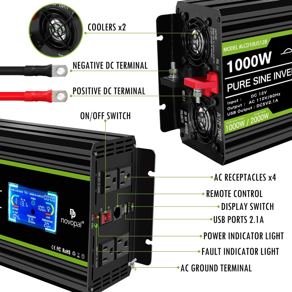 1000 Watt Pure Sine Wave Power Inverter W362488