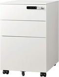 3 Drawer White Steel Mobile File Cabinet with Smart Lock O80634