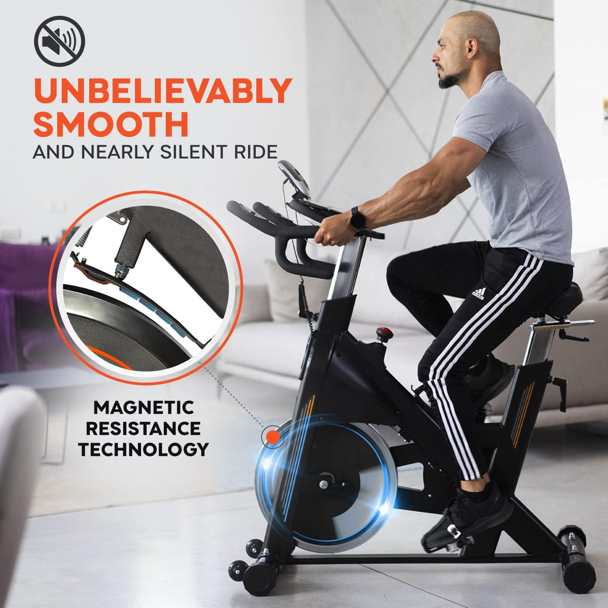 Heavy-Duty 115 LB Magnetic Resistance Exercise Bike with 2X1 lb Dumbbells K326594