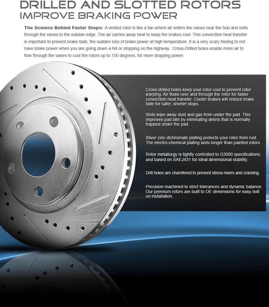 REAR 251mm Drilled/Slotted 4 Lug Rotors Pack of 2 N81955