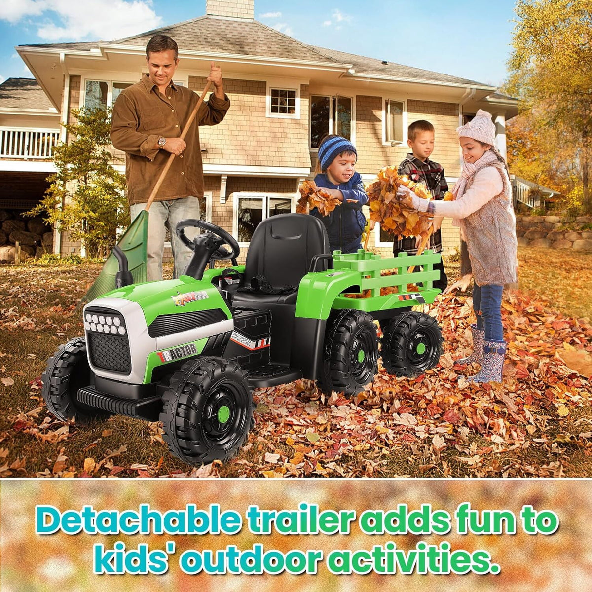 24V Kids Ride On Tractor with Trailer & Remote D79846