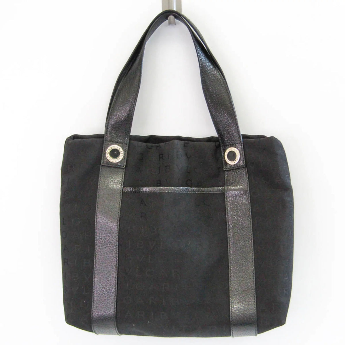Pre-Owned Black Canvas Leather Handbag M9466