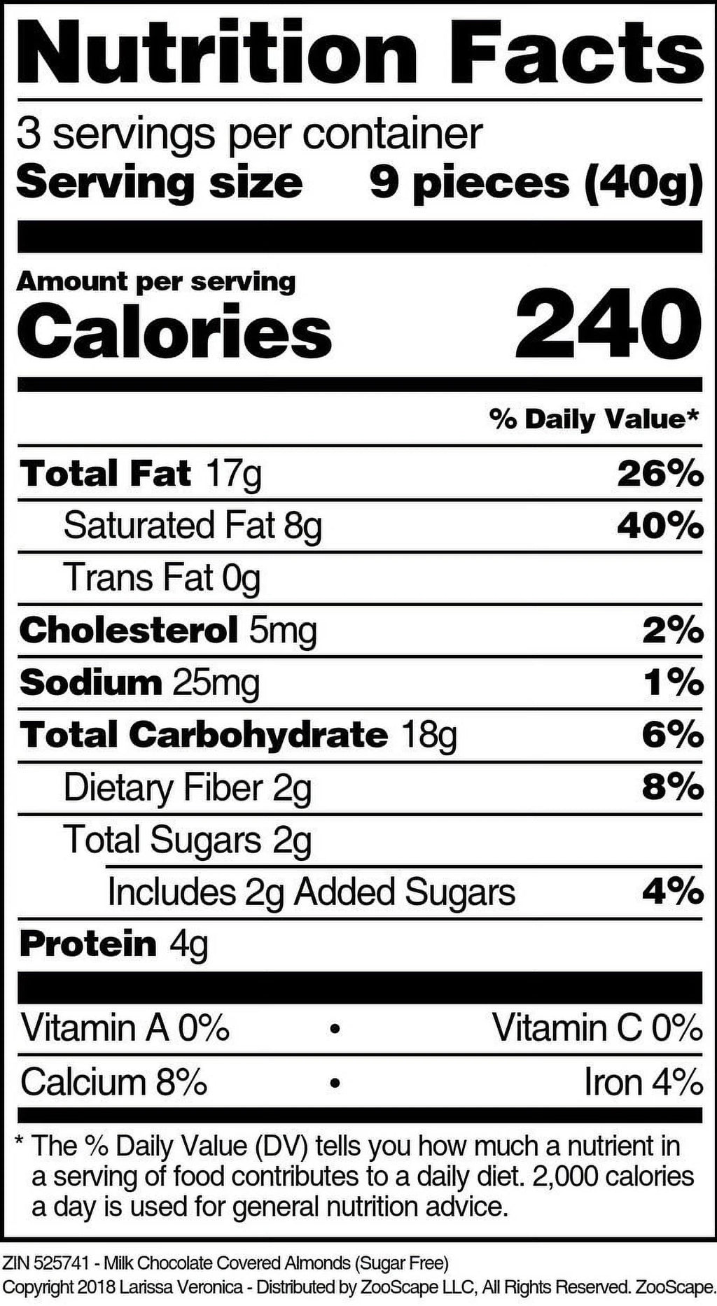 Sugar Free Milk Chocolate Covered Almonds 4 oz 2-Pack Z950081