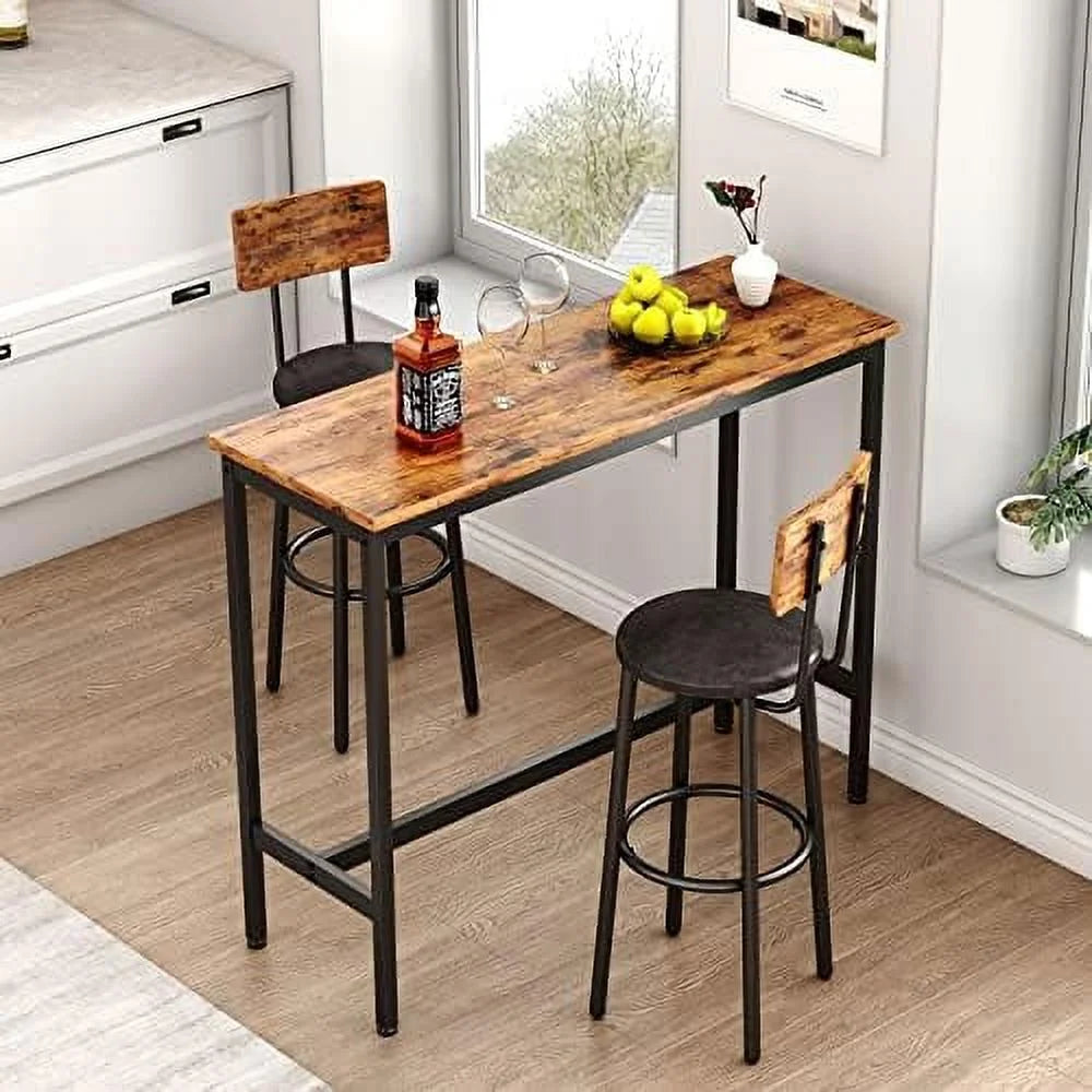 3-Piece Pub Table and Chairs Set of 2 Round Bistro Table Set N782650