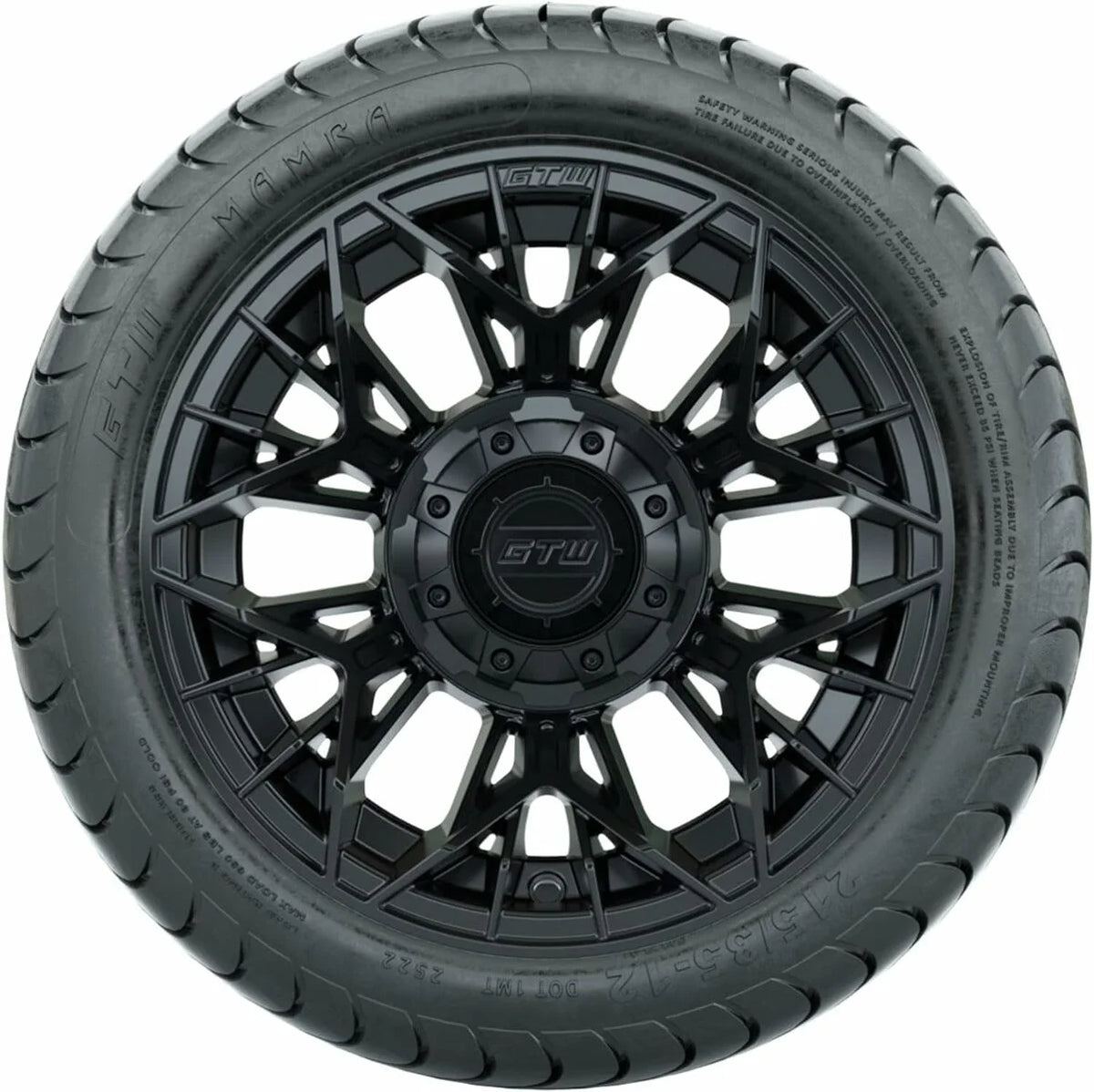 12 inch Matte Black Wheel with Golf Cart Tire Set of 4 O7886