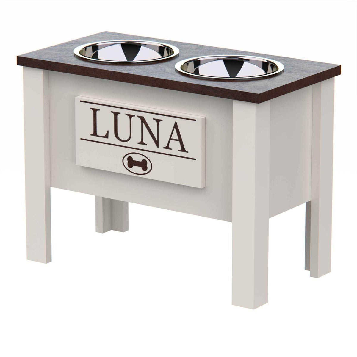 Personalized Elevated Dog Bowl Stand with Internal Storage Y411