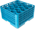 Blue Polypropylene 20-Compartment Glass Rack with 4 Extenders C767894