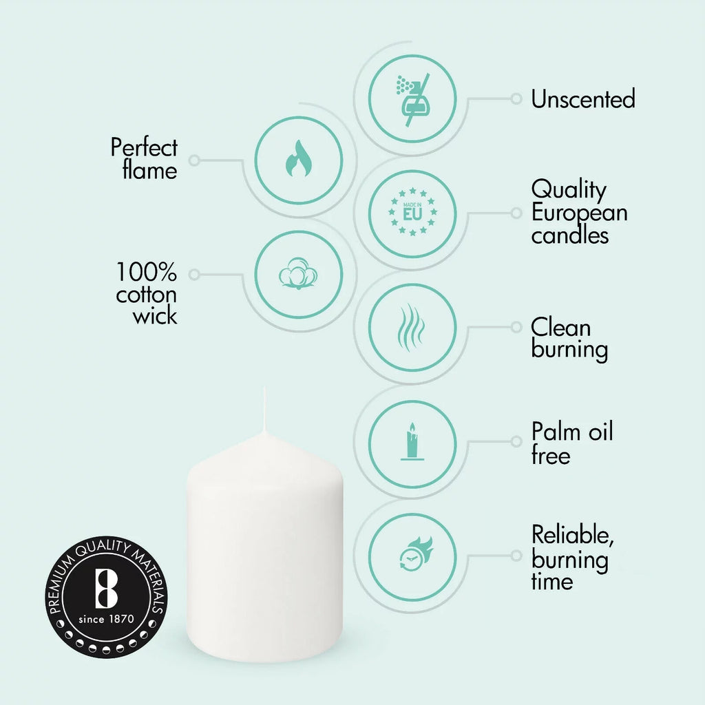 White 3X4" Unscented 6 Pack Pillar Candles Z93806