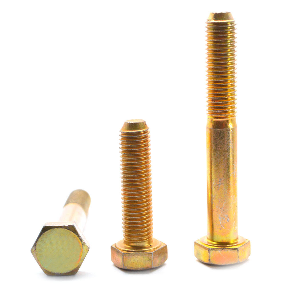 Fine Thread Grade 5 Hex Cap Screw Medium Carbon Steel Yellow Zinc Plated V89555