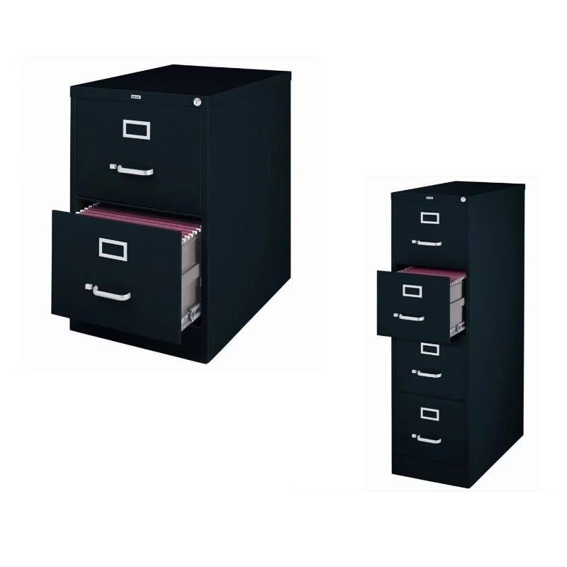 2 Drawer File Cabinet and 4 Drawer File Cabinet in Black W630
