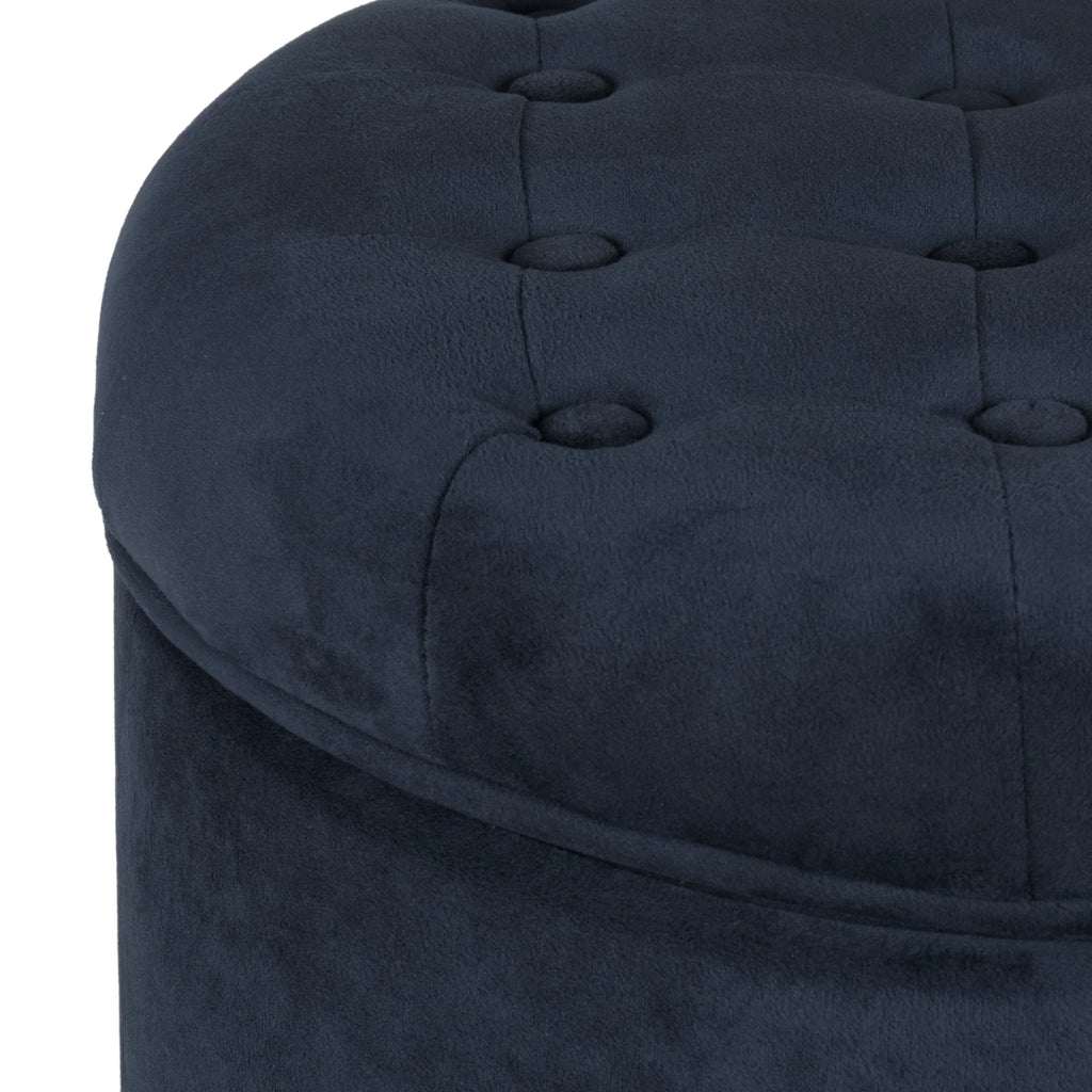 Dark Blue and Brown Tufted Velvet Storage Ottoman T687767