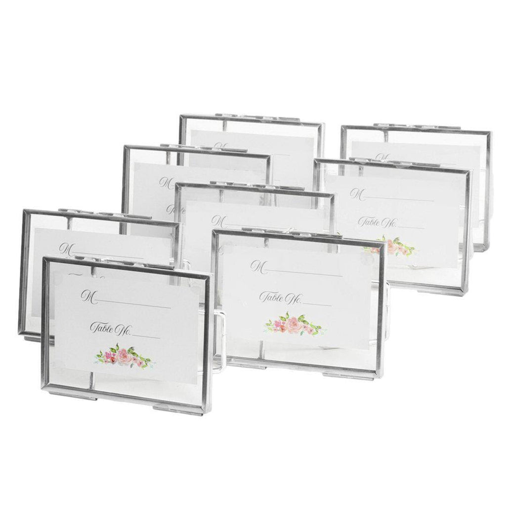 Pressed Glass Floating Photo Frames 8-Pack with Stands H9268