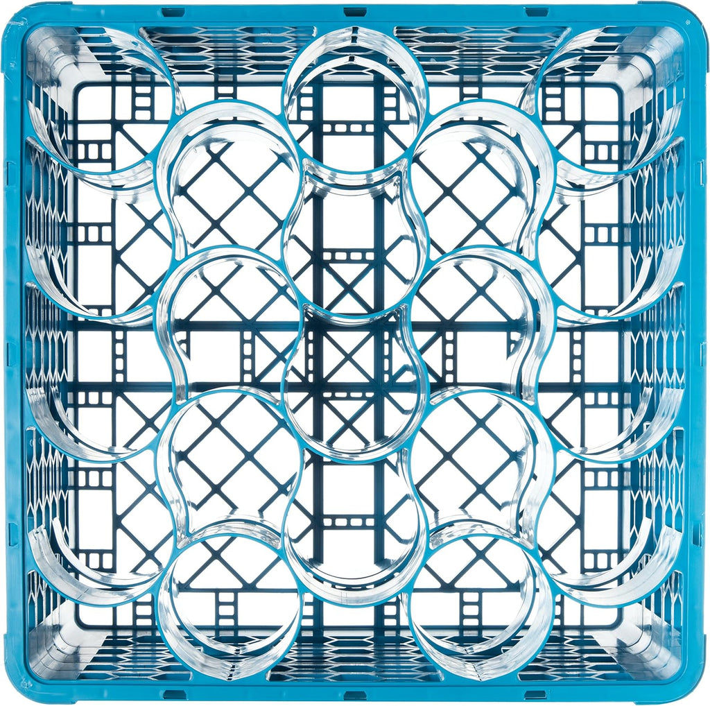 Blue Polypropylene 20-Compartment Glass Rack with 4 Extenders C767894