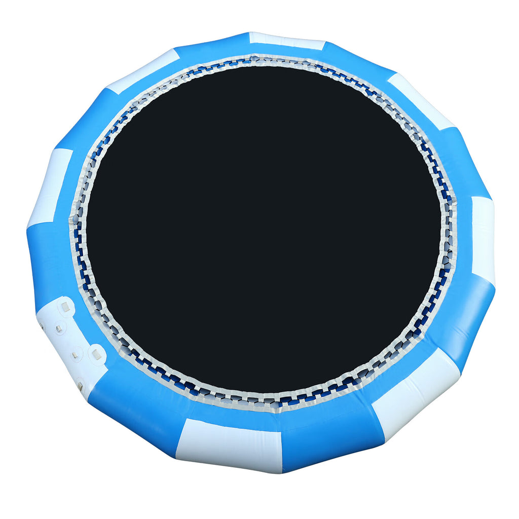 16.4Ft Inflatable Water Trampoline Blue & White 880Lb Capacity Floating Platform with Ladder L576675