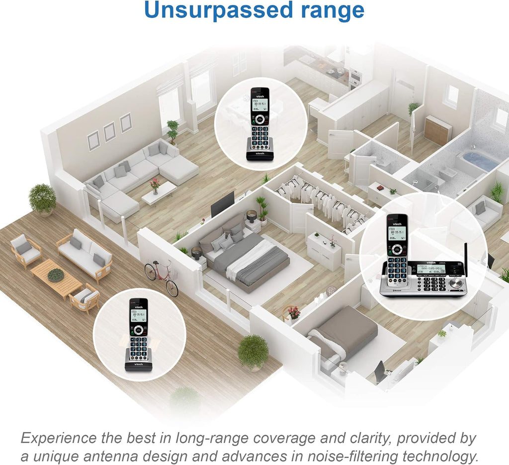 5 Handset Cordless Phone with Answering System, Silver & Black L909