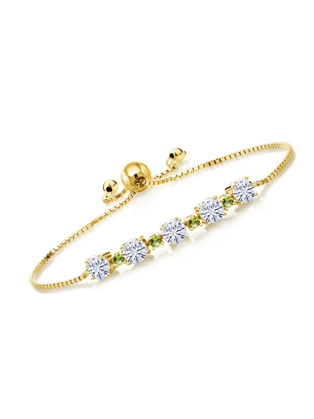 18K Yellow Gold Plated Silver Green Peridot Bracelet with Moissanite (2.78 Cttw) S296797