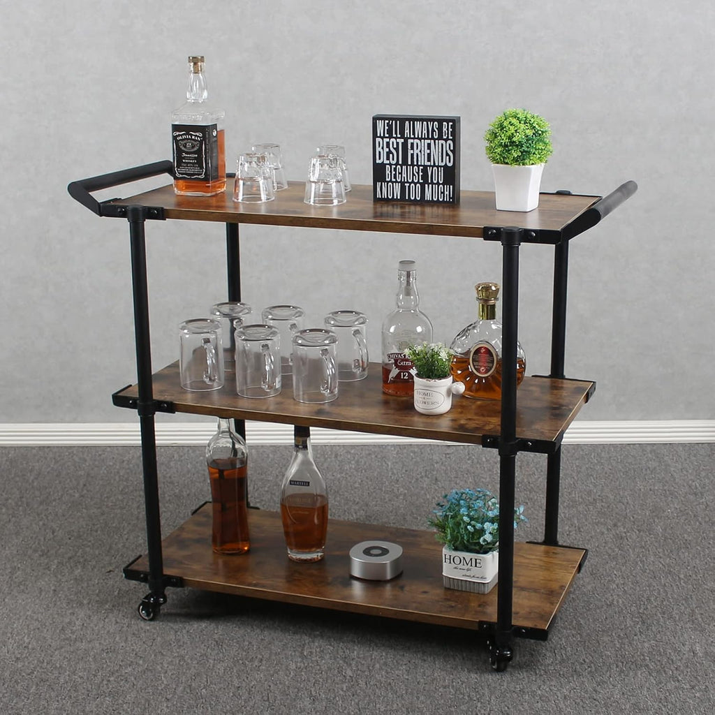 3-Layer Bar Serving Cart on Wheels M9157