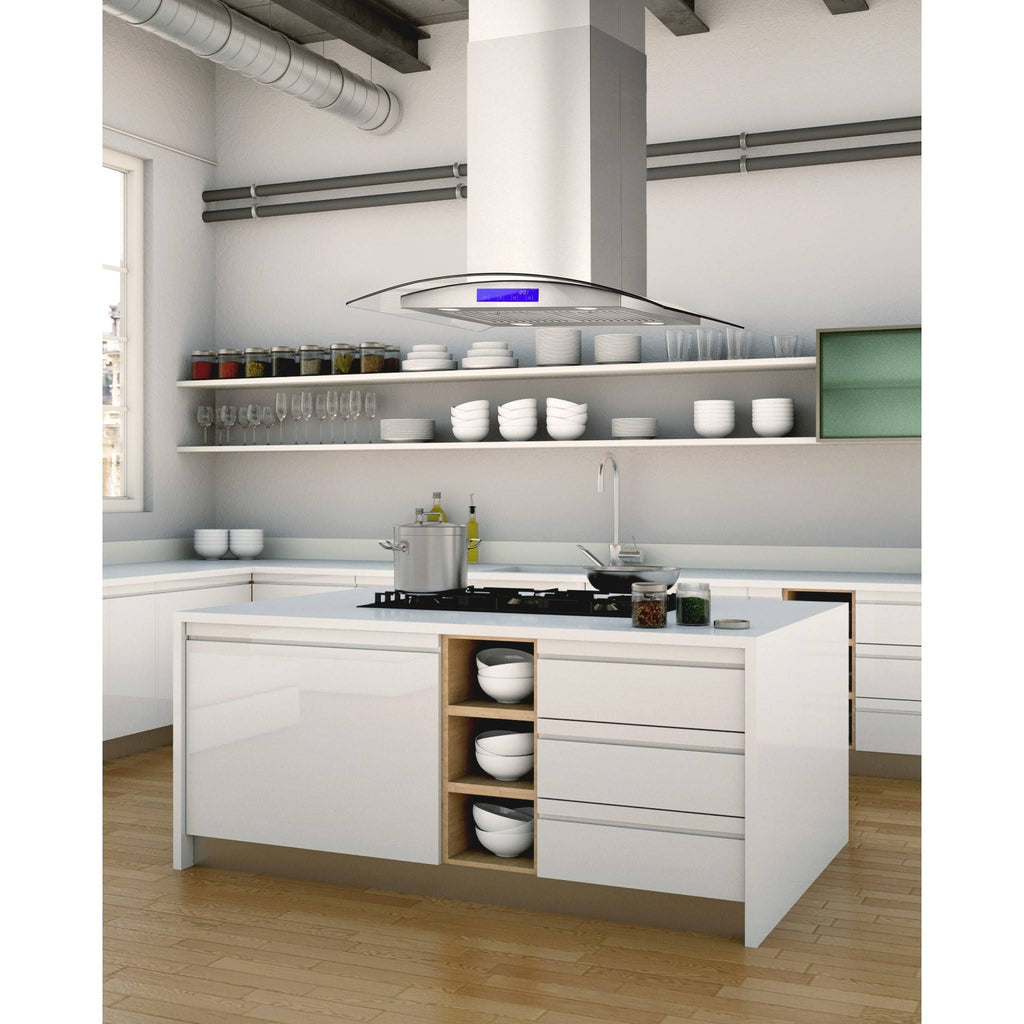 Stainless Steel 30-Inch Ducted Island Mount Range Hood D277550