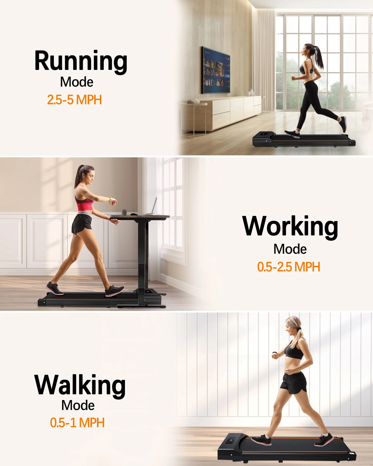 Under Desk Treadmill Electric Slim Walking Pad with LED Display O292607