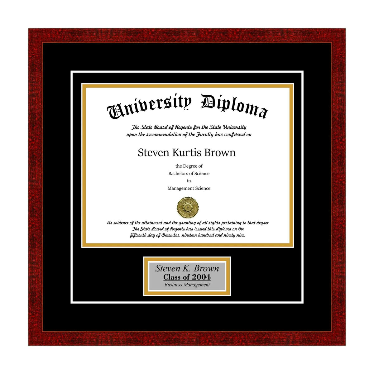 Black 3/4x22 Single Diploma Frame with Double Matting E340336
