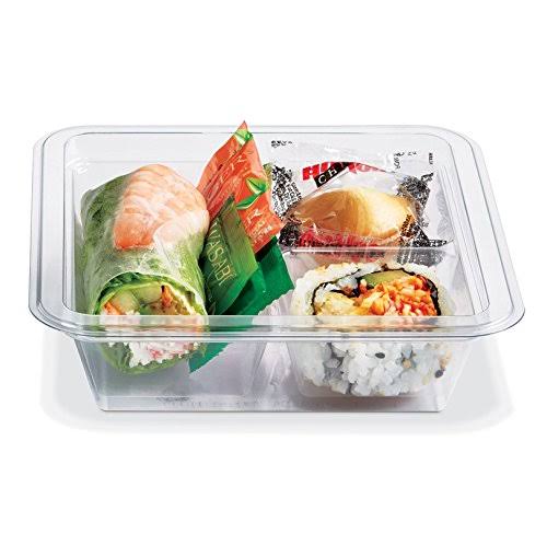 12 oz Clear Plastic Container with 3-Compartment Insert Tray and Lid, 100 Sets Z48492