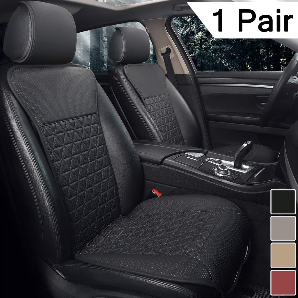 Black Panther 1 Pair Luxury PU Car Seat Covers Protectors for Front Seats, Triangle Pattern H8764