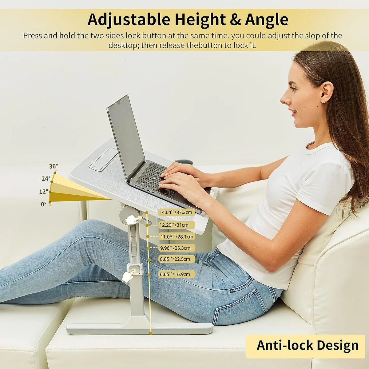 Adjustable Lap Desk with LED Light and Drawer M186