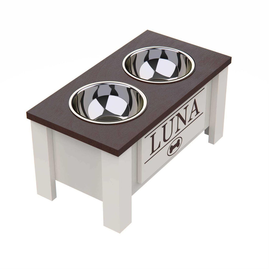 Personalized Elevated Dog Bowl Stand with Internal Storage Y411