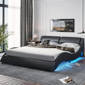 Queen LED Bed Frame with Faux PU Leather Headboard E892
