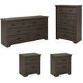4 Piece Dresser and Nightstand Set Gray Maple F106